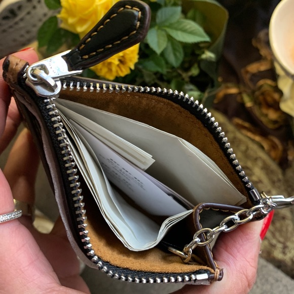 SOLD⛔️Authentic COACH Coated canvas/smooth leather leopard zip card/ID/Keychain - Picture 8 of 8